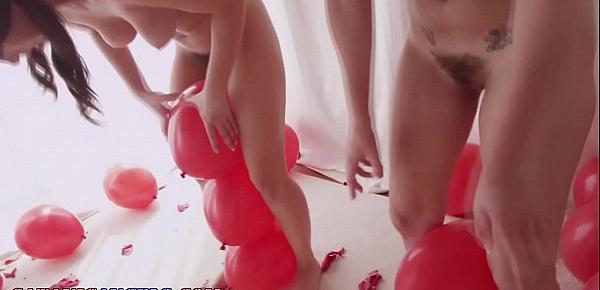  Fetish teens pop balloons